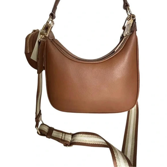 Anne Klein Simone Convertible Shoulder Hobo Bag w/ Coin Purse Chestnut Brown NWT - Picture 2 of 13